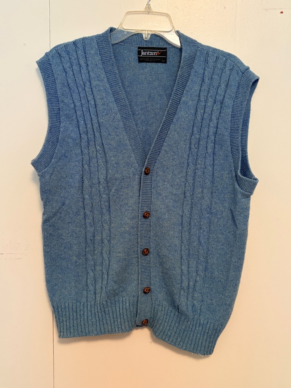 Jantzen Light Blue Knit Sweater Vest with Button Front